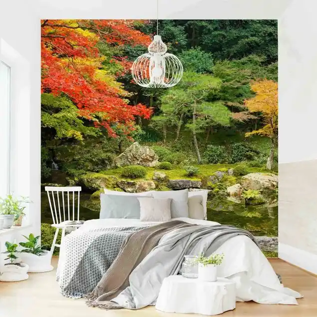 Solange Der Vorrat Reicht Japanischer Stadtpark Fototapete • Vliestapete + Kleister • hergestellt in Deutschland