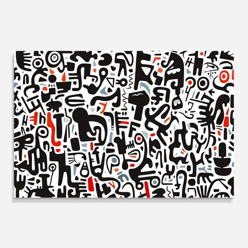 Direktkauf Küchenrückwand Glas Black Red Doodle