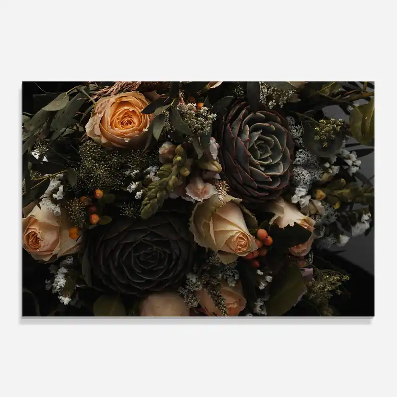 Kostenfreie Lieferung Küchenrückwand Glas Luxurious Black Bouquet