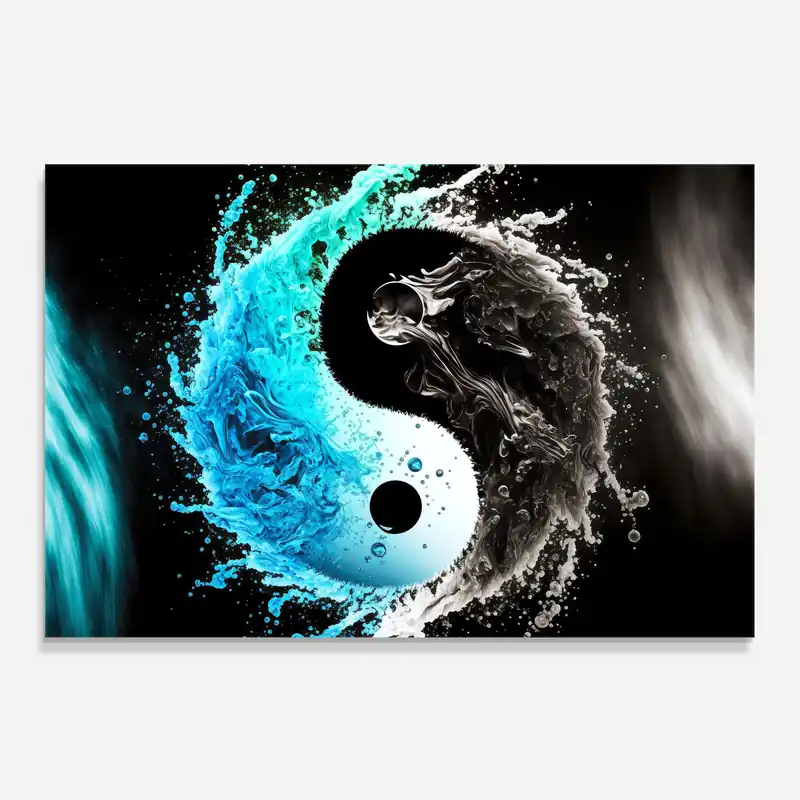 Knallerangebot Küchenrückwand Glas Blue Black Yinyang