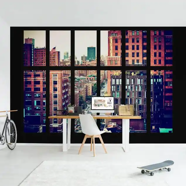 Heißes Angebot New York Fensterblick III Fototapete • Vliestapete + Kleister • hergestellt in Deutschland