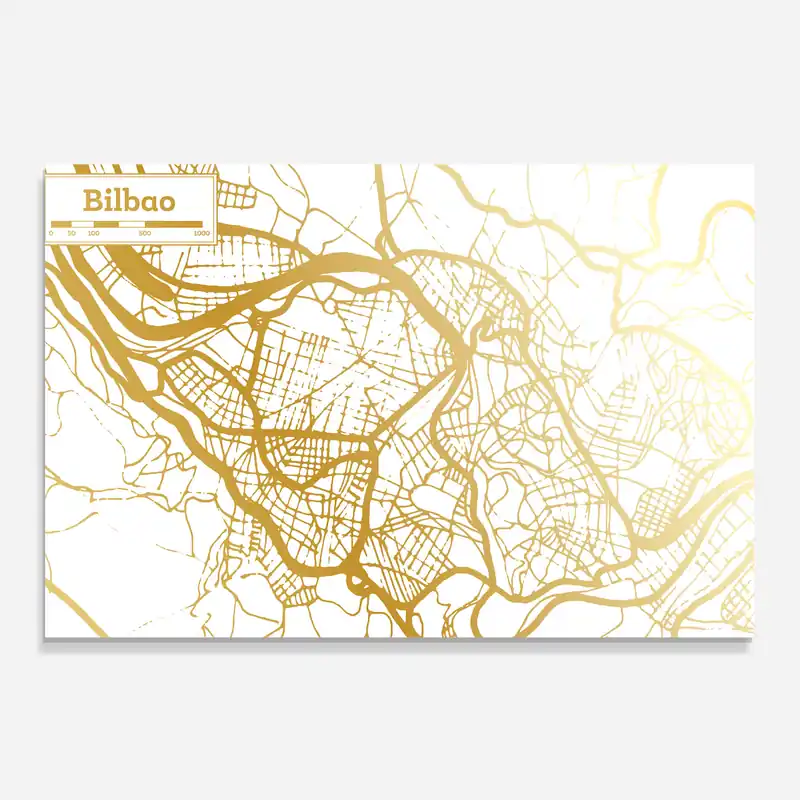Küchenrückwand Glas Bilbao Gold Map Kostenloser Versand
