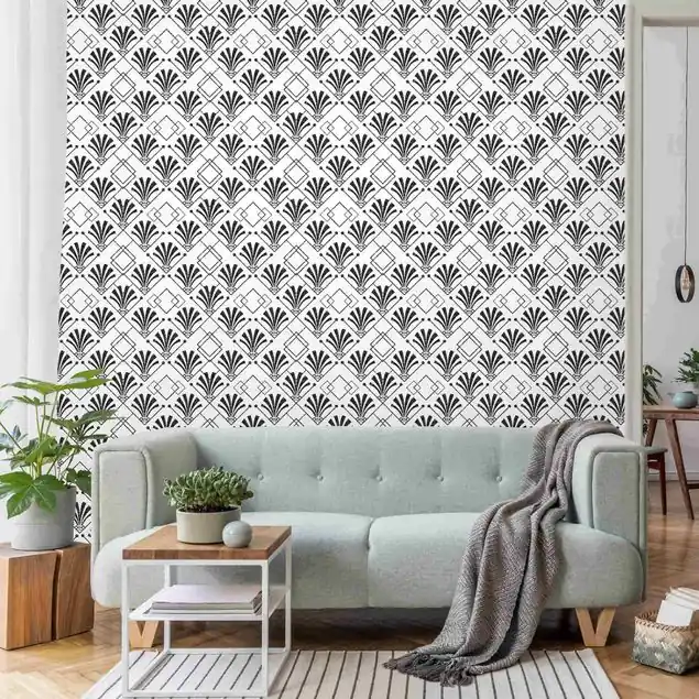 Glitzeroptik mit Art Deco Muster in Schwarz Fototapete • Vliestapete + Kleister • hergestellt in Deutschland Jetzt Kaufen