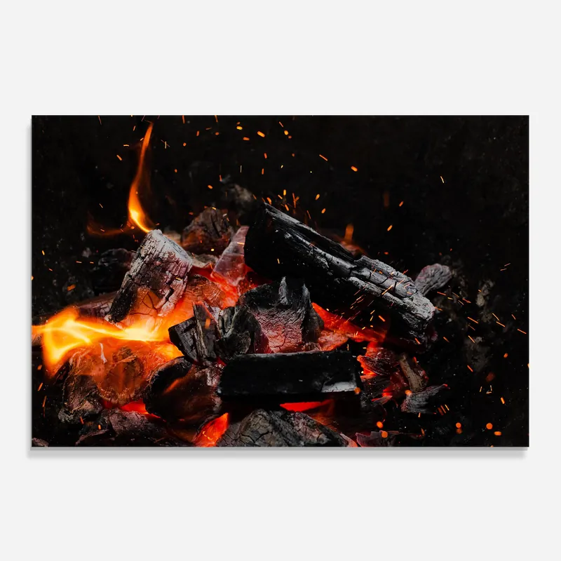 Billig Küchenrückwand Glas Inferno Scorch