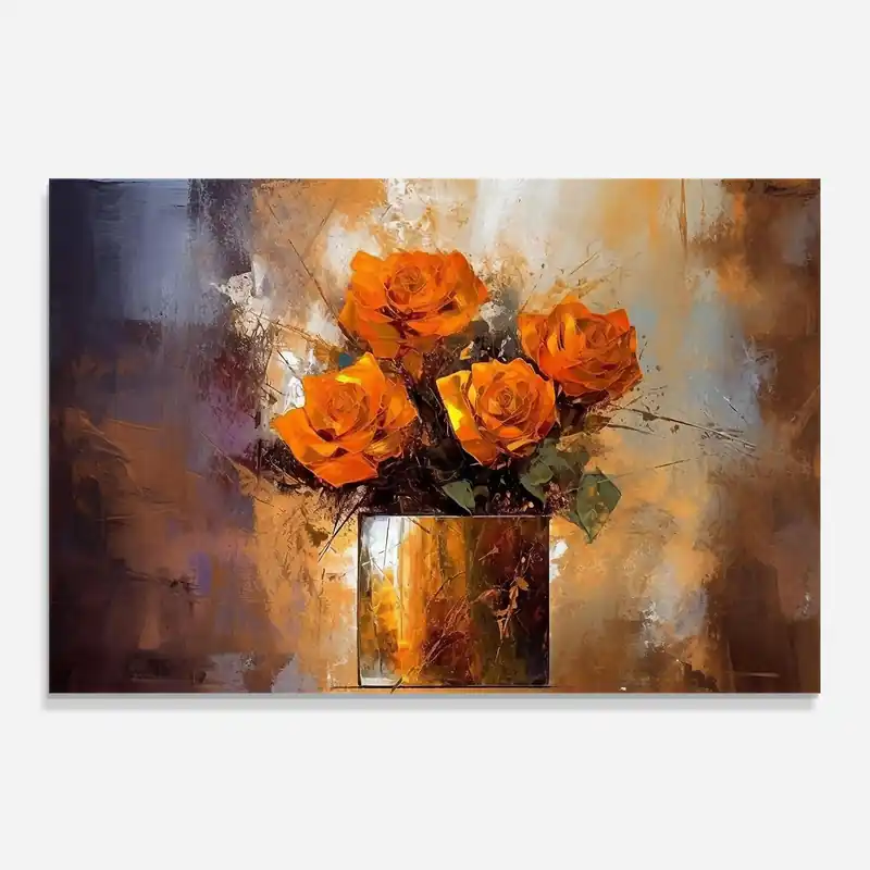 Küchenrückwand Glas Vase Orange Rose Saisonangebot