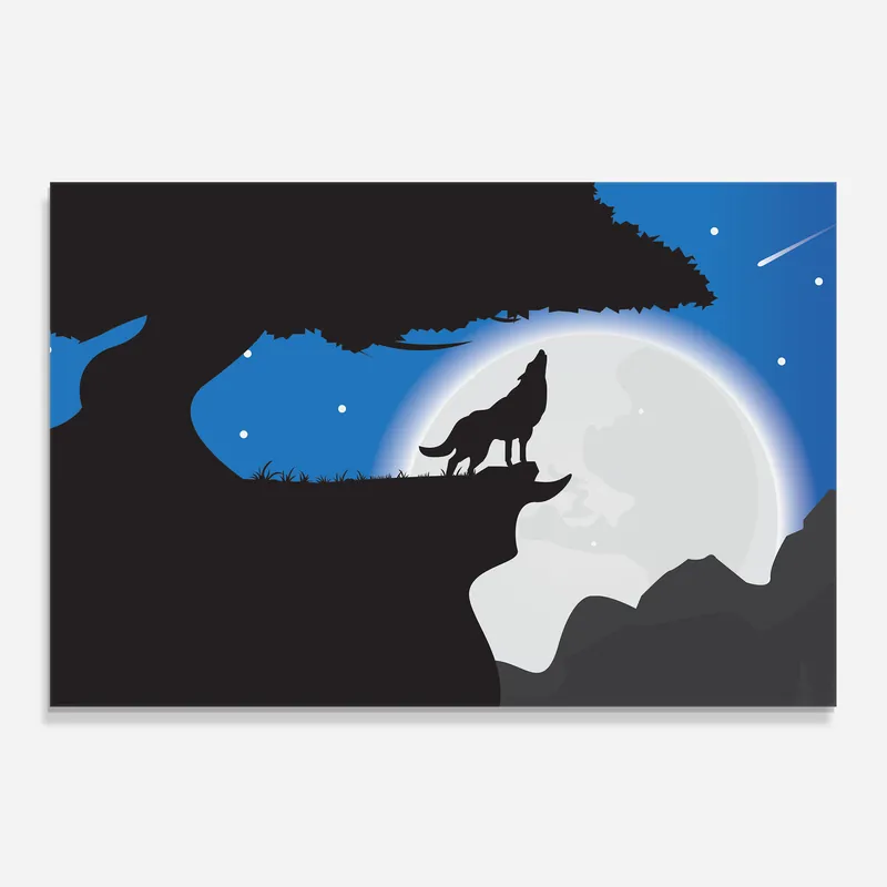 Küchenrückwand Glas Blue Light Wolf Sonderaktion