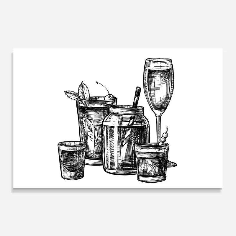 Küchenrückwand Glas Black Line Drinks Geprüft