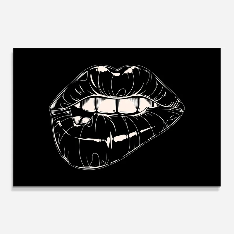 Neue Ware Küchenrückwand Glas Lips On Black Art