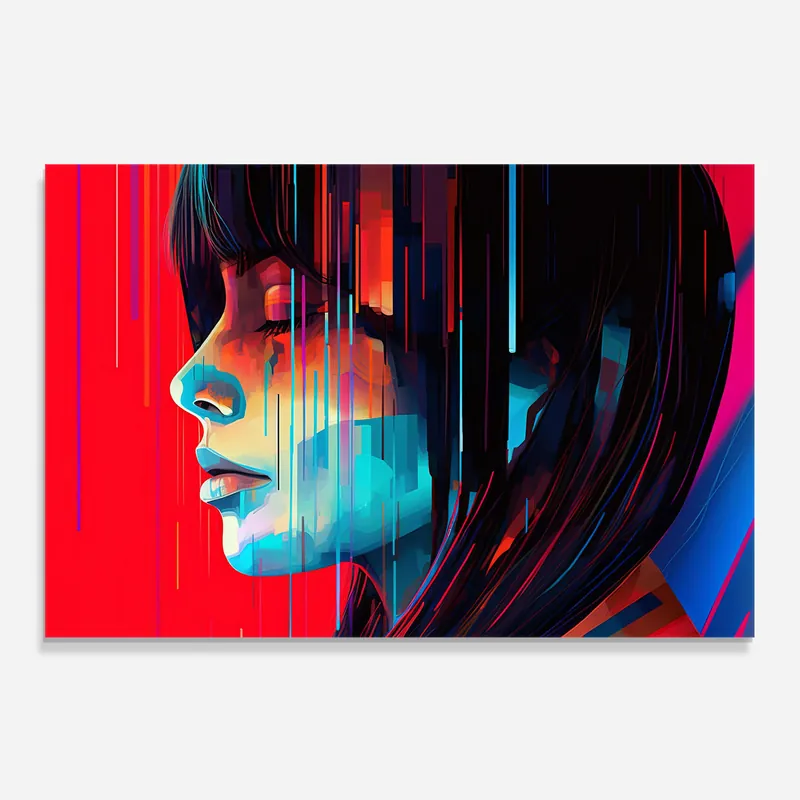 Küchenrückwand Glas Colorful Glitchy Portrait Direkt Vom Hersteller