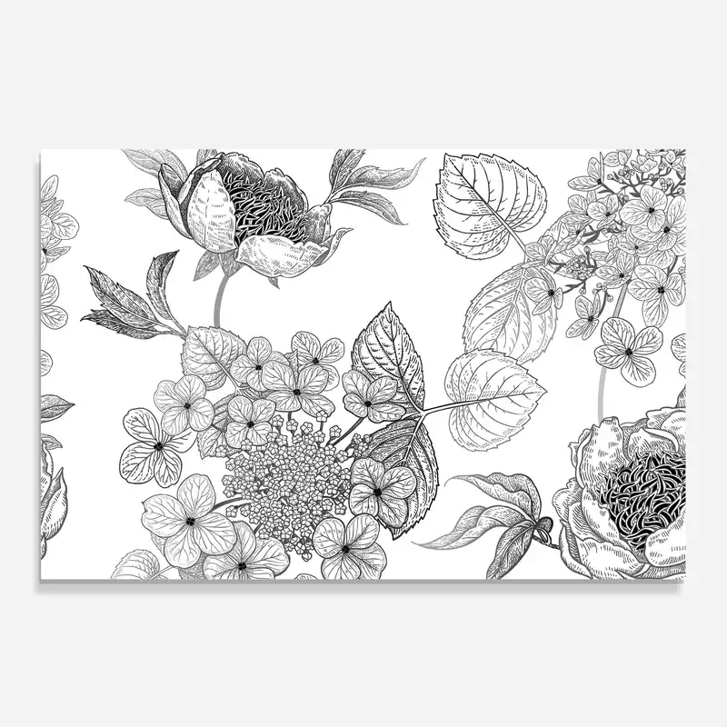 Kracherpreis Küchenrückwand Glas Black Line Flower