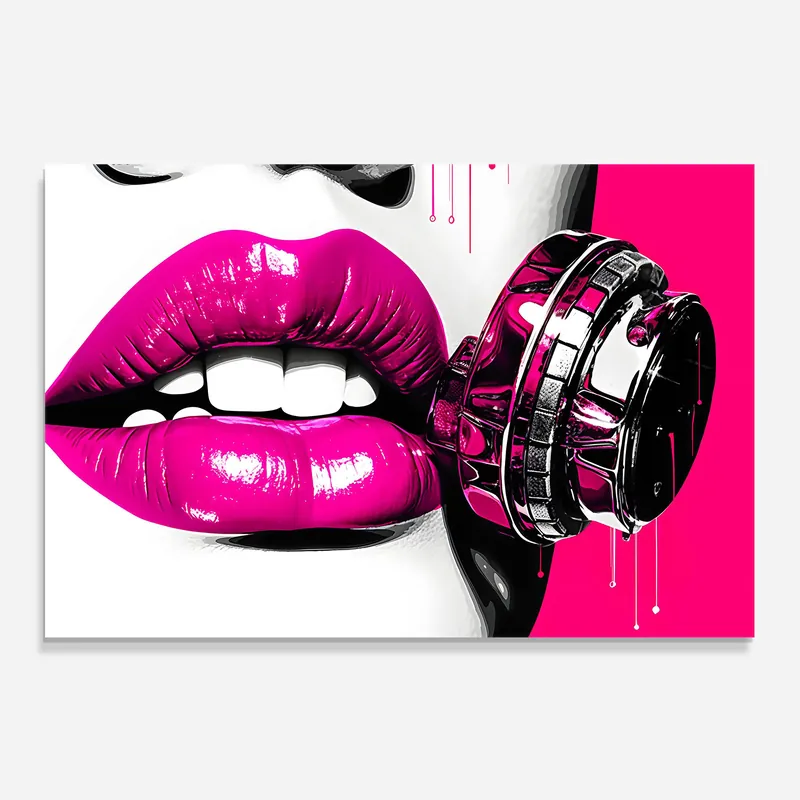 Neuheit Küchenrückwand Glas Hot Pink Lips