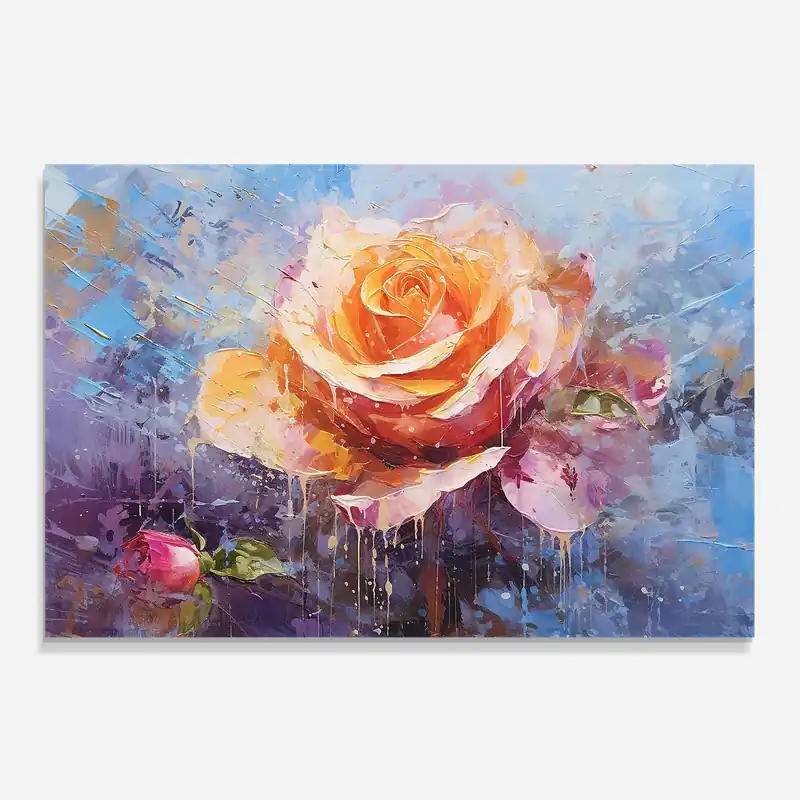 Küchenrückwand Glas Orange Pink Peony Art Beliebt