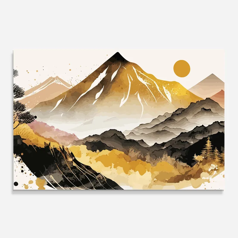 Neu Küchenrückwand Glas Asiatic Gold Mountain