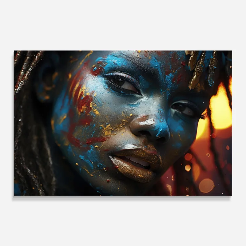 Küchenrückwand Glas Blue Paint Woman Top-Preis