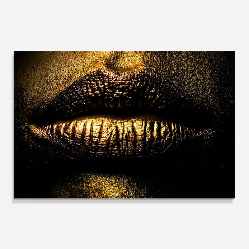 Küchenrückwand Glas Gold Metal Lips Saisonangebot