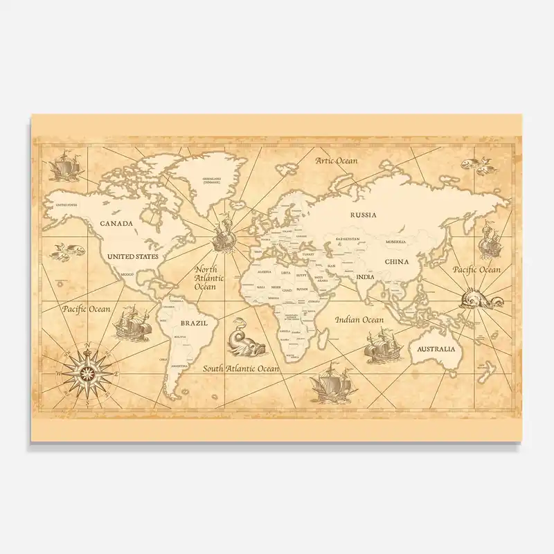 Küchenrückwand Glas Cream Old Map Mega-Angebot