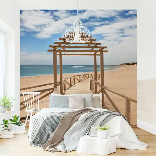 Strandpfad zum Meer in Andalusien Fototapete • Vliestapete + Kleister • hergestellt in Deutschland Wochenendangebot