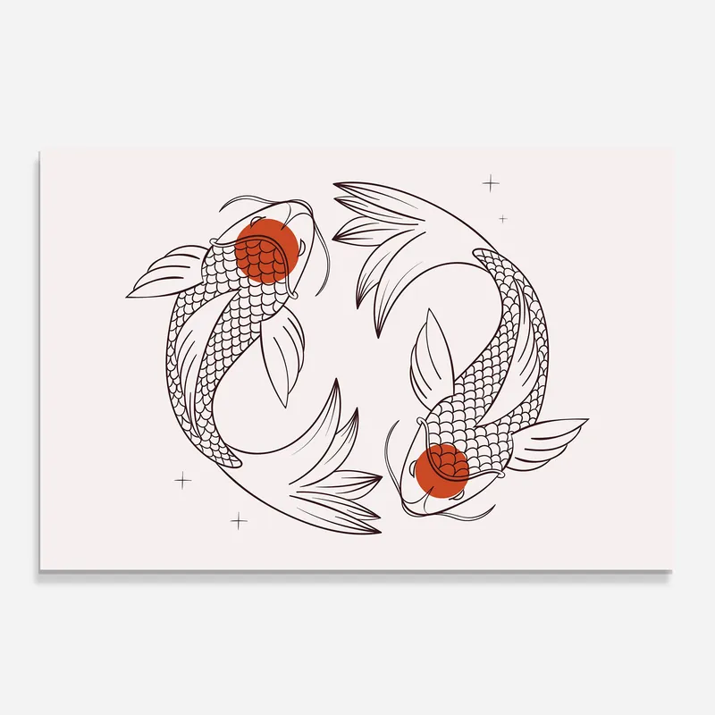Top-Seller Küchenrückwand Glas Koi Yinyang Art