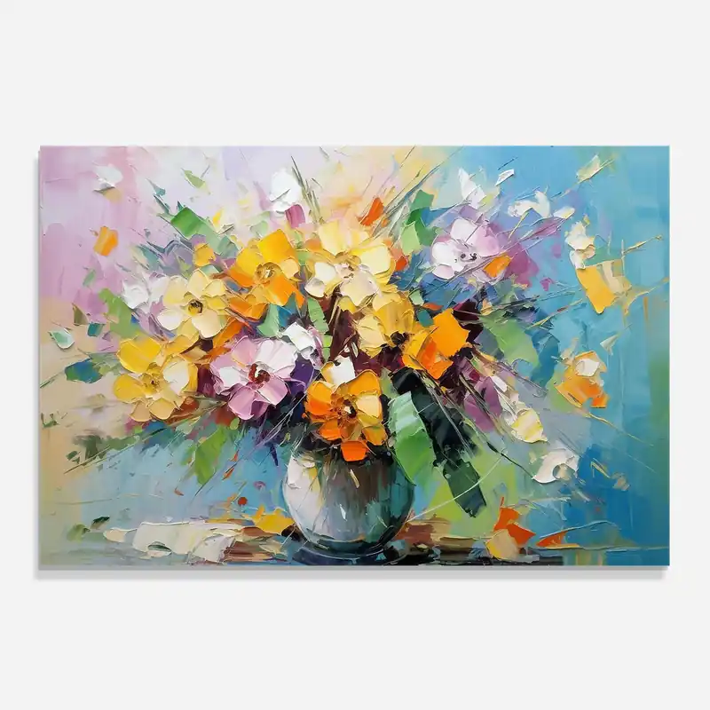 Geprüft Küchenrückwand Glas Colorfull Flowers Painting