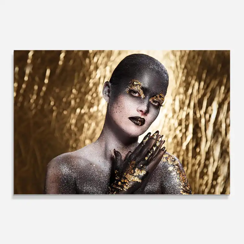 Garantierte Lieferung Küchenrückwand Glas Gold Artistic Makeup
