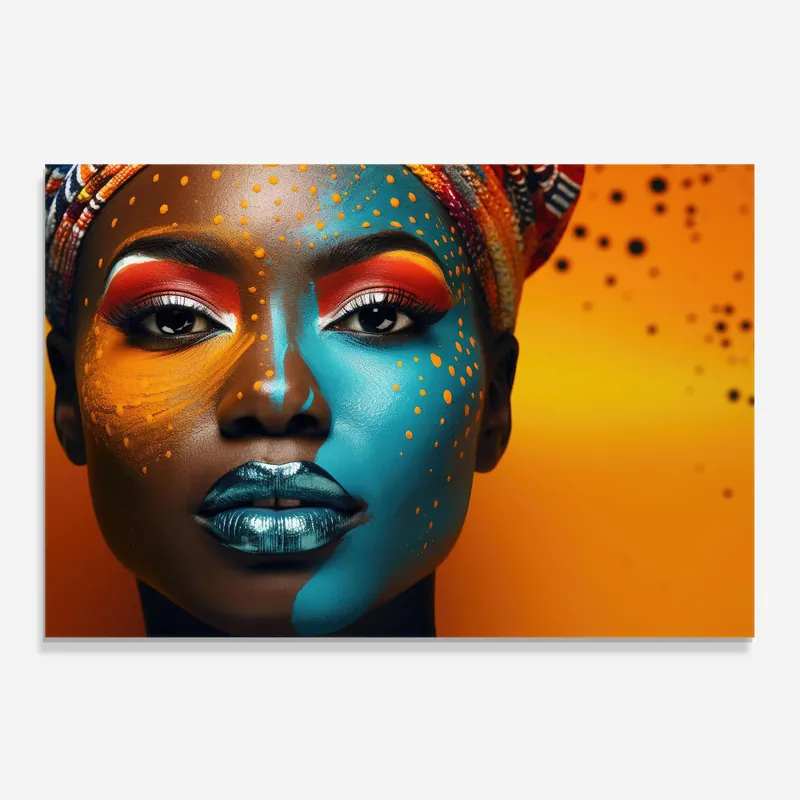 Küchenrückwand Glas Blue Brown Skin Woman Preis Gesenkt