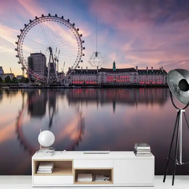 Wochenendangebot London Eye bei Sonnenaufgang Fototapete • Vliestapete + Kleister • hergestellt in Deutschland