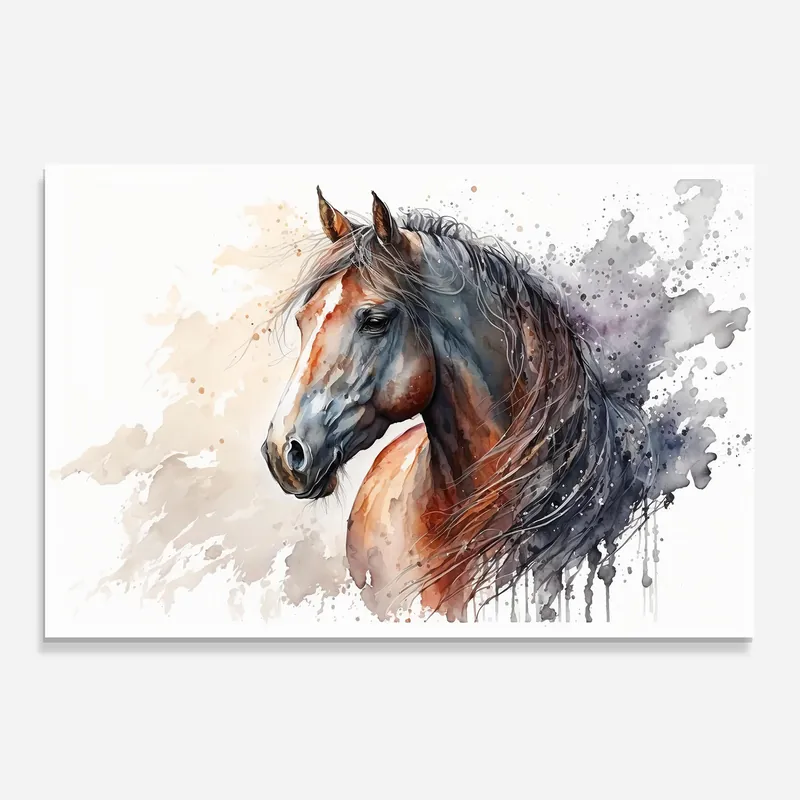 Küchenrückwand Glas Black Brown Horse Painting Preisreduziert