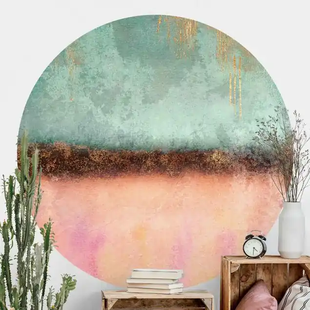 Pastell Sommer mit Gold Runde Mustertapete Kracherpreis