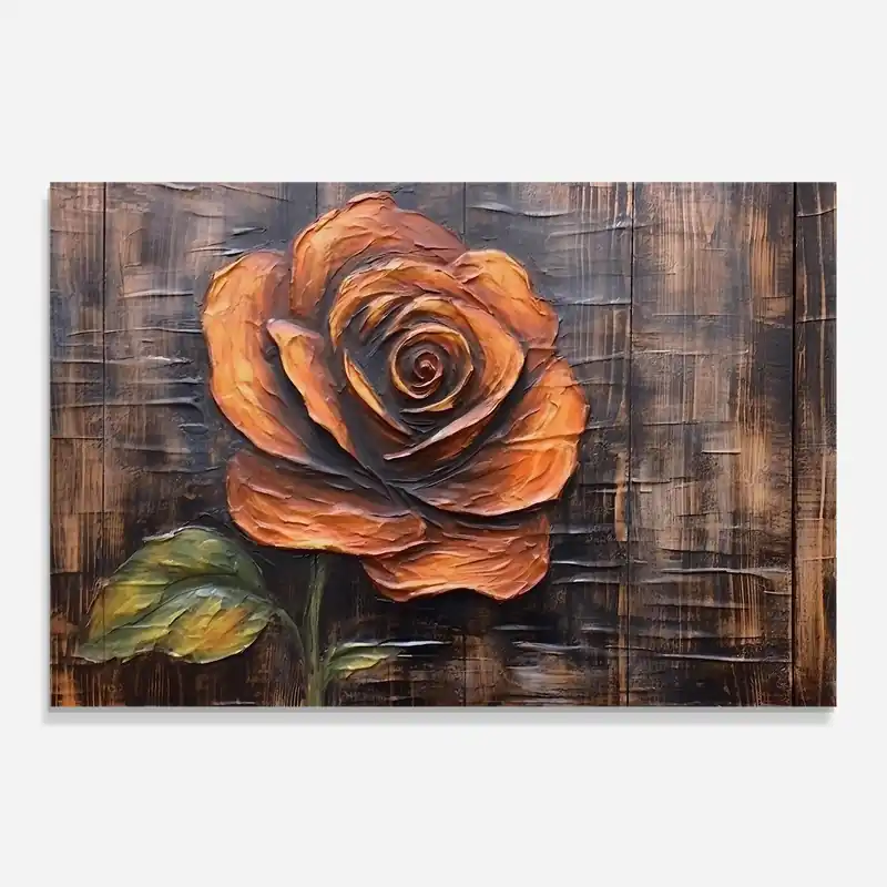 Küchenrückwand Glas Orange Rose On Wood Highlight