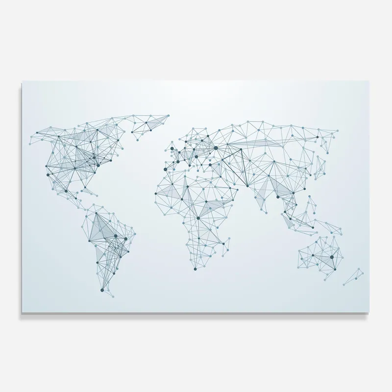 Küchenrückwand Glas Blue Line Map Ausverkauf