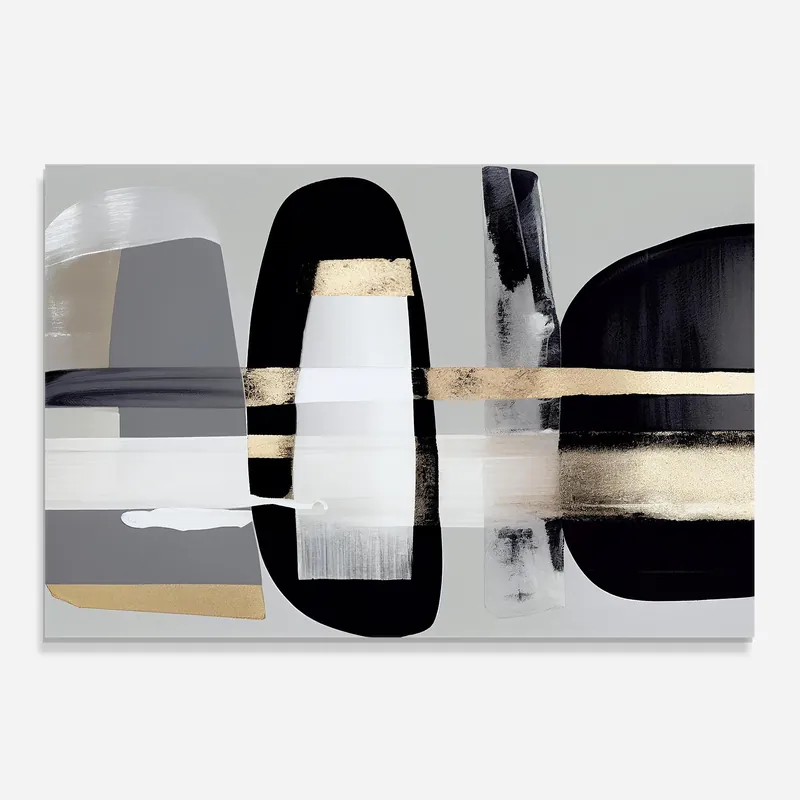 Küchenrückwand Glas Abstract Gold Painting With Black Neue Kollektion