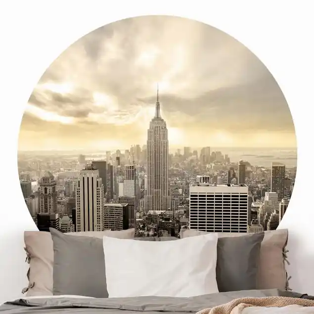 Direkt Vom Hersteller Manhattan Dawn Runde Fototapete