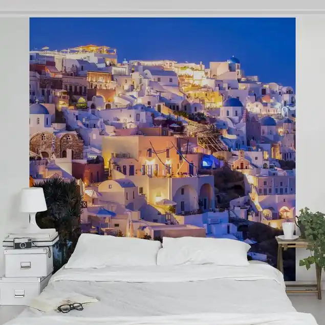 Must-Have Santorini at night Fototapete • Vliestapete + Kleister • hergestellt in Deutschland