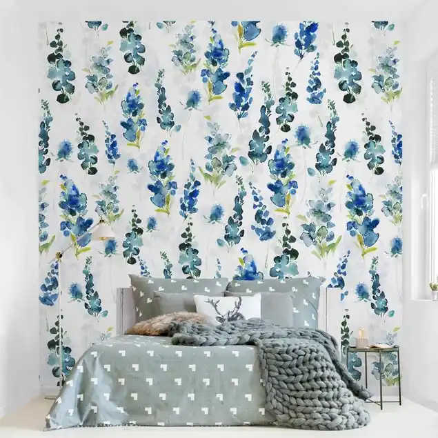 Jetzt Kaufen Blumenpracht in Blau Fototapete • Vliestapete + Kleister • hergestellt in Deutschland