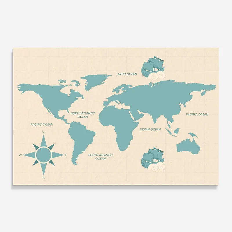 Rabatt Küchenrückwand Glas Cream Blue Map