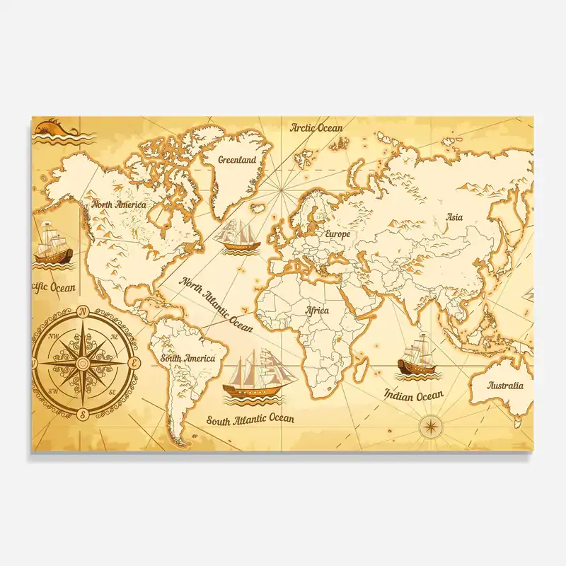 Küchenrückwand Glas Gold Old Map Preisreduziert