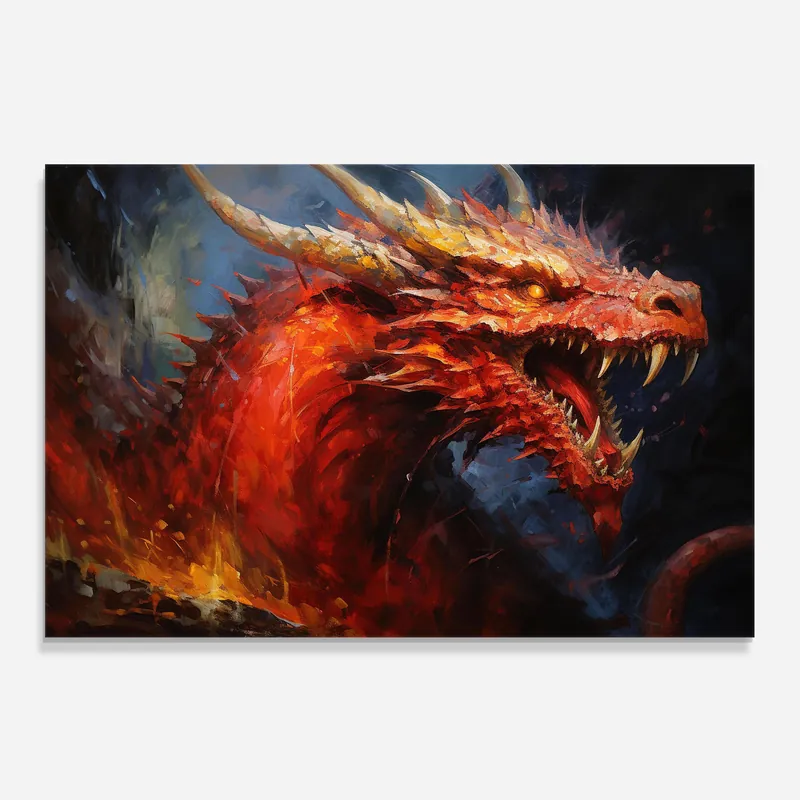 Preiswert Küchenrückwand Glas Red Dragon Painting