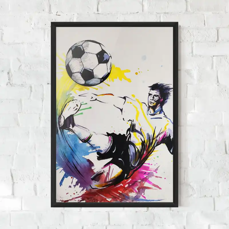 Billig Gerahmte Poster Yellow Art Football