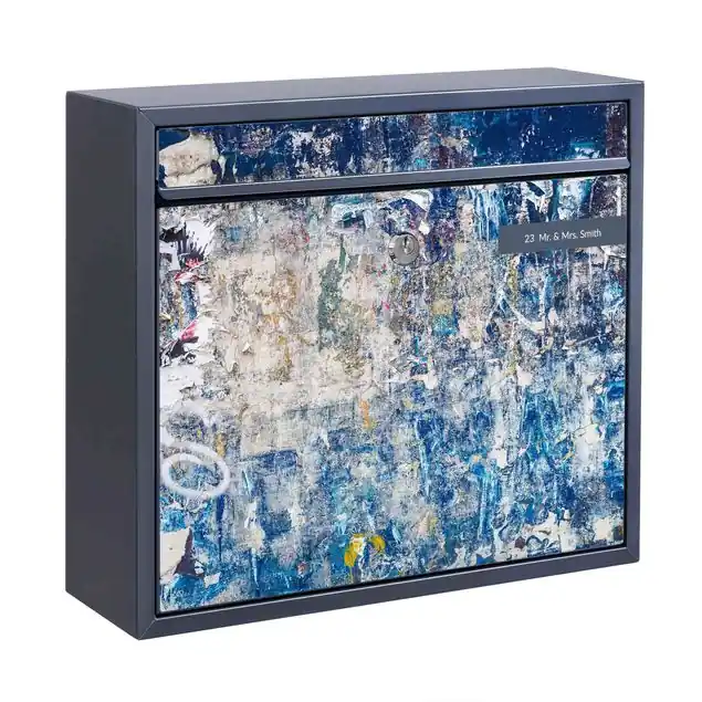 Shabby Wand in Blau Briefkasten mit eigenem Text Direkt Vom Hersteller