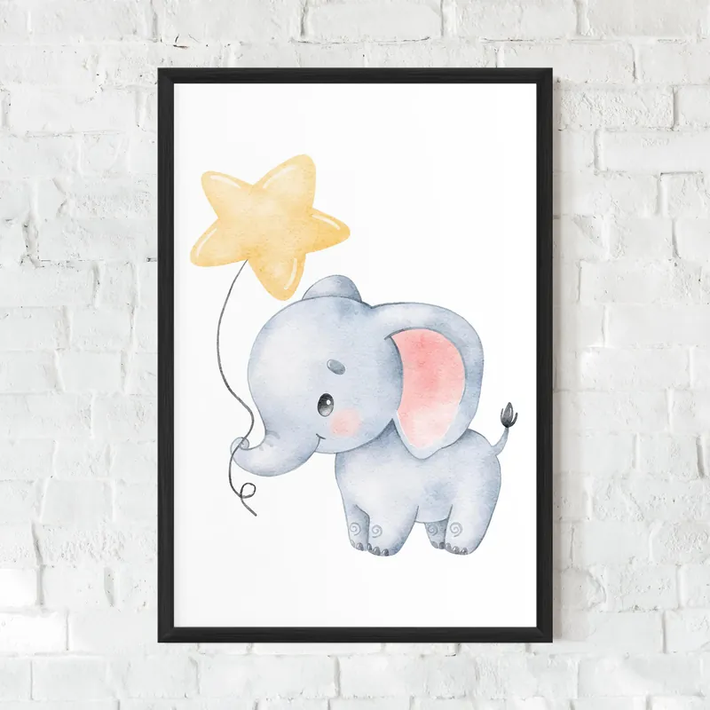 Echt Gerahmte Poster Baby Elephant Kids