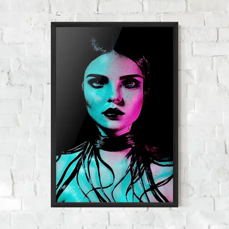 Angebot Gerahmte Poster Pink Blue Light Girl