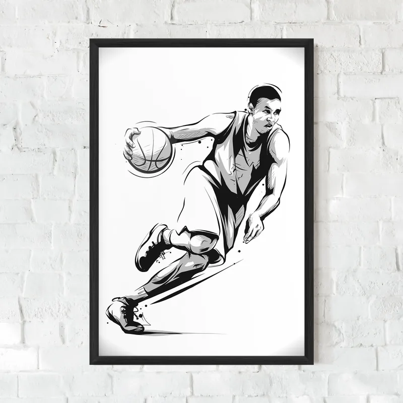 Gerahmte Poster Basketball Player Line Letzte Chance