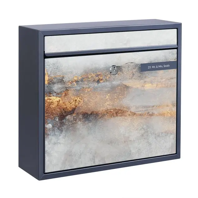 Begrenztes Angebot Gold-Grauer Nebel Briefkasten mit eigenem Text