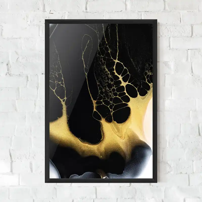 Gerahmte Poster Black Golden Marble Highlight