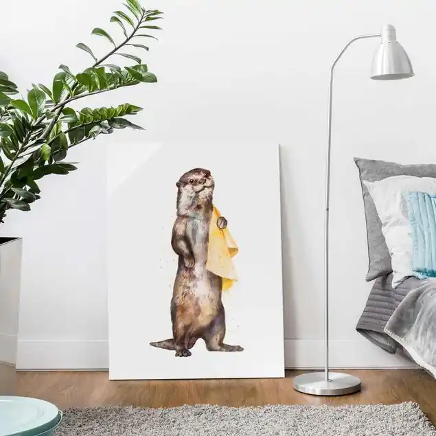 Sofort Bestellen Illustration Otter mit Handtuch Malerei Weiß