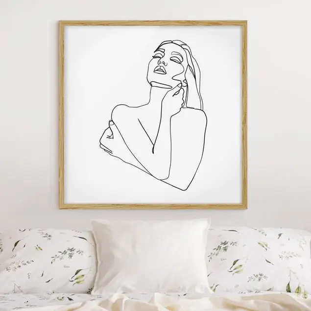 Line Art Frau Oberkörper Schwarz Weiß Ausverkauf