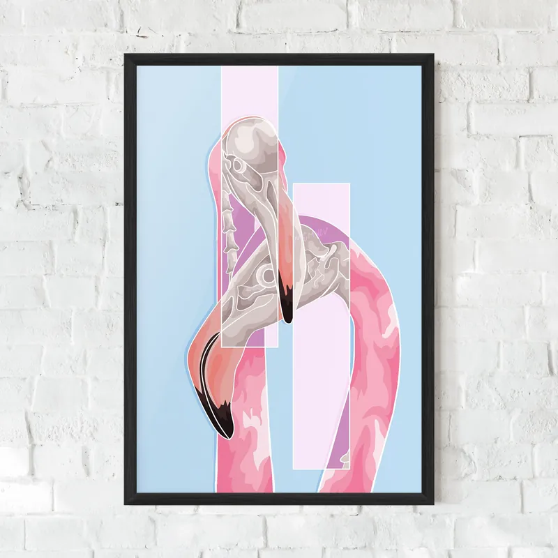 Gerahmte Poster Pink Skull Flamingo Top-Seller