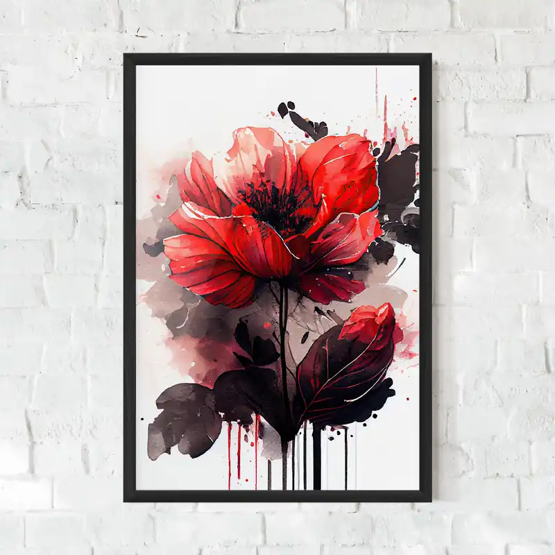 Gerahmte Poster Watercolor Poppy Top-Angebot