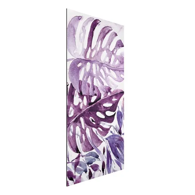 Aquarell Tropische Blätter mit Monstera in Aubergine Kostenfreie Lieferung
