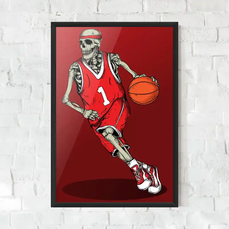 Gerahmte Poster Basketball Skull Schneller Versand
